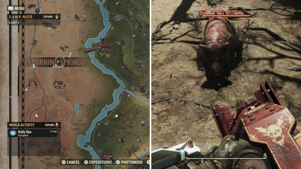 The place to Discover Radhogs in Fallout 76