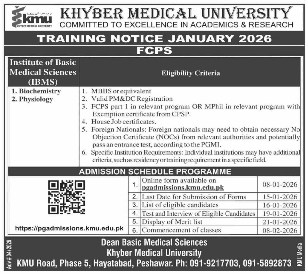 Khyber Medical College Peshawar Jobs 2026 2026 Job Commercial Pakistan