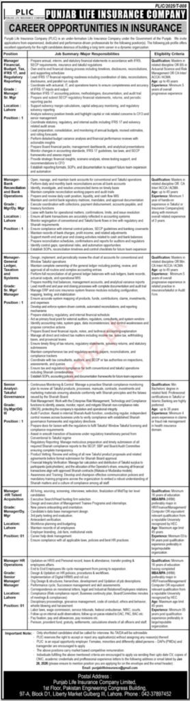 Apply On-line for Punjab Life Insurance coverage Firm Jobs 2026 2026 Job Commercial Pakistan