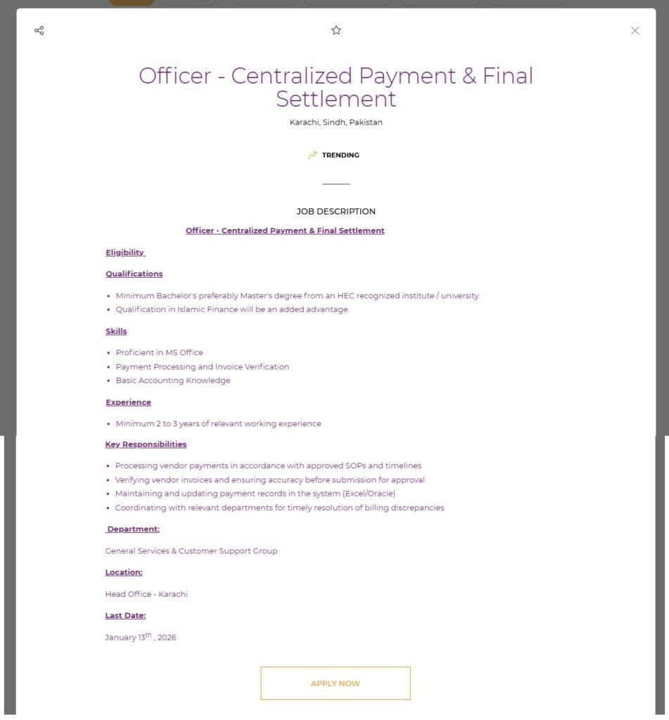 Meezan Financial institution Jobs 2026 Apply On-line Newest Commercial