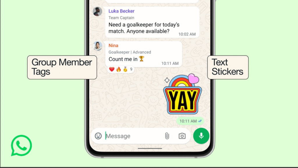 WhatsApp rolls out new group chat options, together with member tags