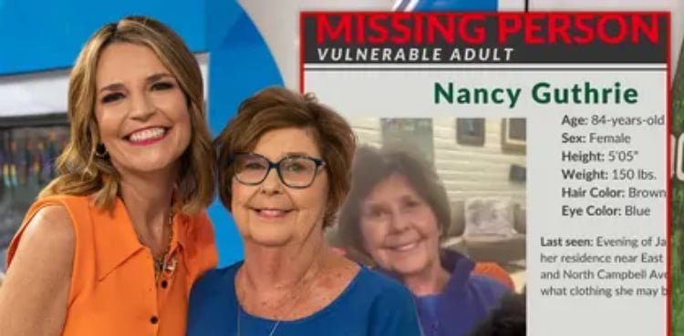 Mom of US TV host Savannah Guthrie reported lacking in Arizona Mom of US TV host Savannah Guthrie reported lacking in Arizona