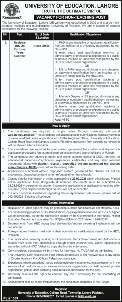 College of Schooling Lahore Job 2026 2026 Job Commercial Pakistan College of Schooling Lahore Job 2026 2026 Job Commercial Pakistan