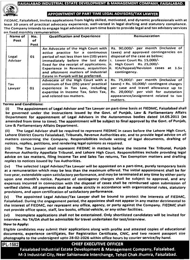Faisalabad Industrial Property FIEDMC Jobs 2026 Authorized Advisor 2026 Job Commercial Pakistan Faisalabad Industrial Property FIEDMC Jobs 2026 Authorized Advisor 2026 Job Commercial Pakistan