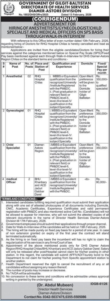 Directorate of Well being Providers Gilgit Jobs 2026 2026 Job Commercial Pakistan Directorate of Well being Providers Gilgit Jobs 2026 2026 Job Commercial Pakistan