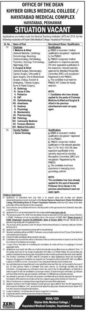 Job Positions at Khyber Ladies Medical School 2026 Job Commercial Pakistan Job Positions at Khyber Ladies Medical School 2026 Job Commercial Pakistan