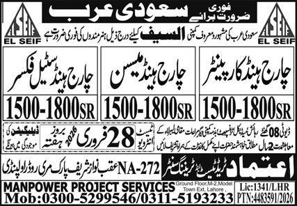 Chargehand Carpenter & Chargehand Metal Fixer Jobs 2026 2026 Job Commercial Pakistan Chargehand Carpenter & Chargehand Metal Fixer Jobs 2026 2026 Job Commercial Pakistan