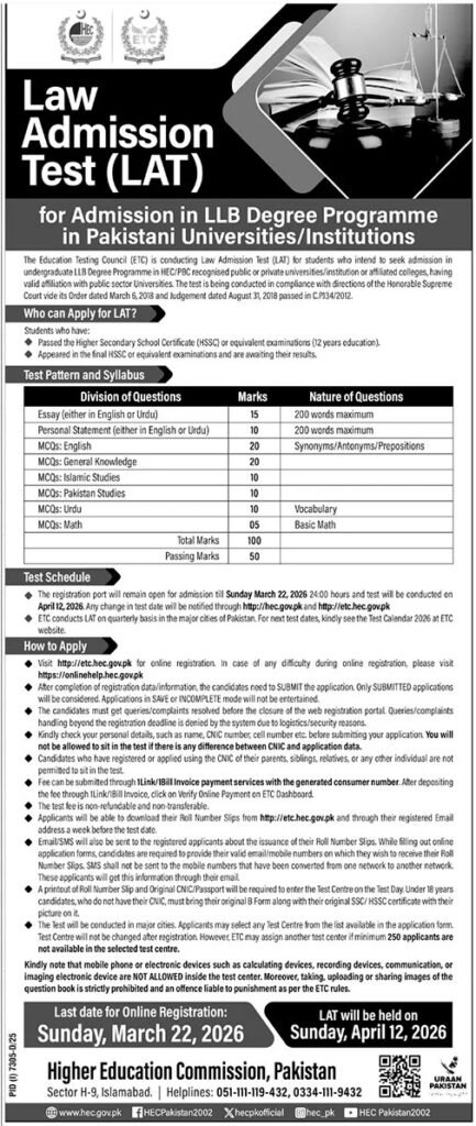 Job Positions at Increased Schooling Fee HEC 2026 Job Commercial Pakistan
