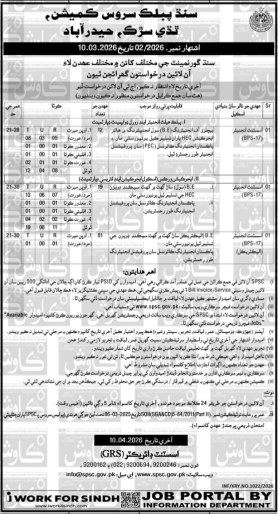 Sindh Public Service Fee SPSC Jobs 2026 2026 Job Commercial Pakistan