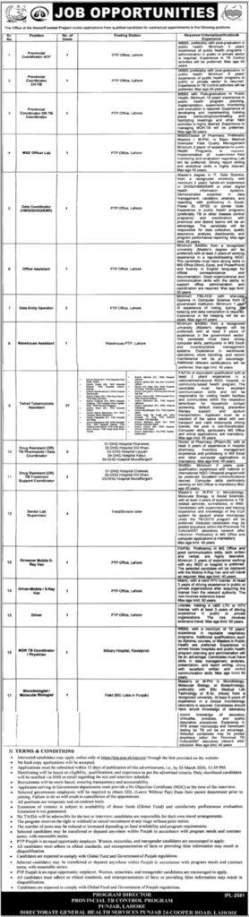 Provincial TB Management Program PTP Punjab Jobs 2026 2026 Job Commercial Pakistan