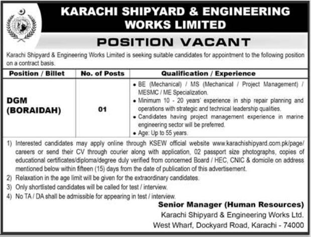 Karachi Shipyard and Engineering Works Restricted Job 2026 2026 Job Commercial Pakistan