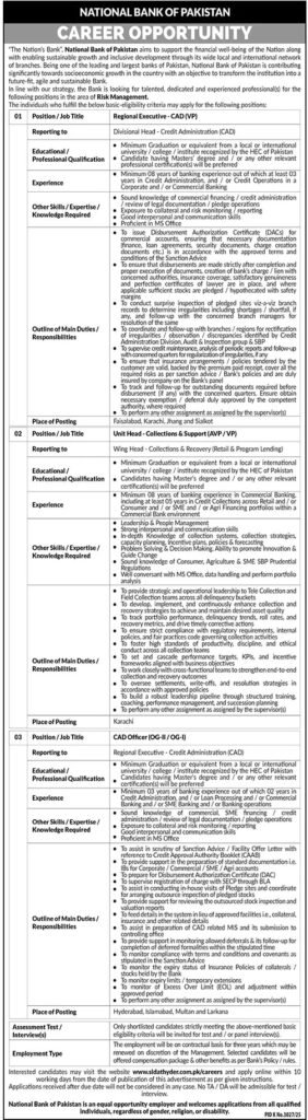 Job Vacancies at Nationwide Financial institution of Pakistan NBP 2026 Job Commercial Pakistan
