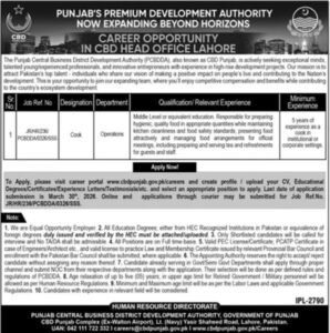 Punjab Premium Improvement Authority PCBDDA Jobs 2026 2026 Job Commercial Pakistan