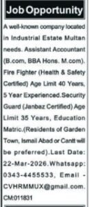 Hearth Fighter & Safety Guard Jobs 2026 in Multan 2026 Job Commercial Pakistan