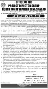 Irrigation SCARP North Rohri Shaheed Benazirabad Jobs 2026 2026 Job Commercial Pakistan