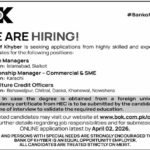 Financial institution of Khyber BOK Jobs 2026 for Department Managers 2026 Job Commercial Pakistan