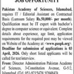 Pakistan Academy of Sciences PAS Islamabad Jobs 2026 2026 Job Commercial Pakistan