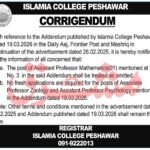 Islamia School Peshawar Jobs 2026 for Assistant Professor 2026 Job Commercial Pakistan