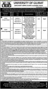 Lecturer Jobs 2026 in College of Gujrat UOG 2026 Job Commercial Pakistan