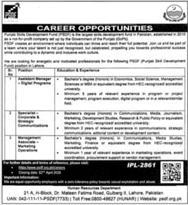 Punjab Ability Growth Fund PSDF Lahore Jobs 2026 2026 Job Commercial Pakistan