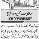 Laser Machine Welder & Press Operator Jobs 2026 2026 Job Commercial Pakistan