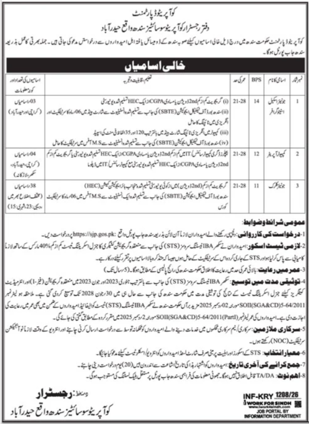 Cooperative Society Division Hyderabad Jobs 2026 2026 Job Commercial Pakistan