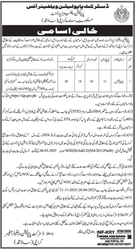 Inhabitants Welfare Division Karachi Job 2026 2026 Job Commercial Pakistan