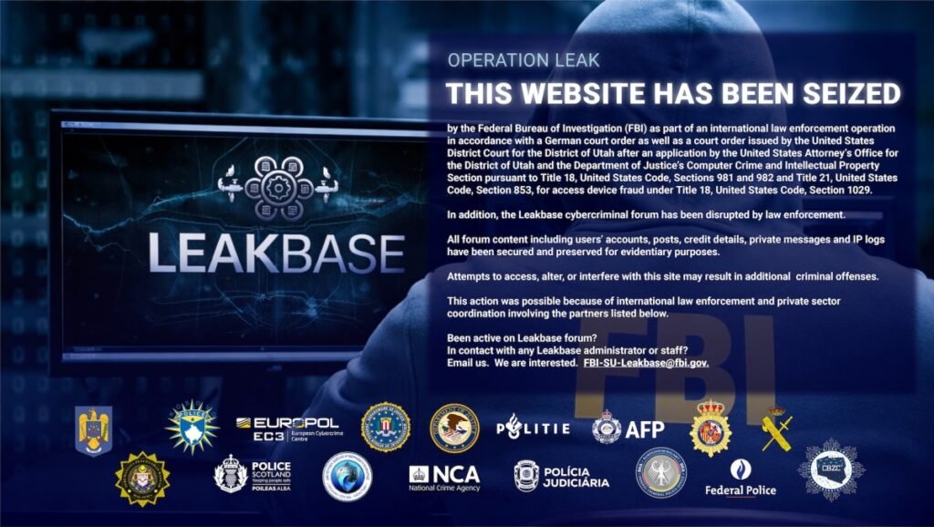 US and EU police shut down LeakBase, a web site accused of sharing stolen passwords and hacking instruments