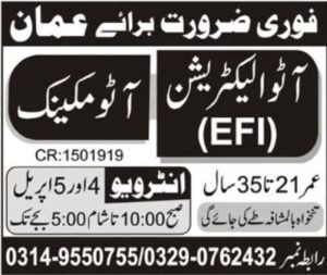 Employees Required in Oman 2026 Job Commercial Pakistan