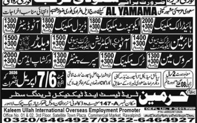 Gear Mechanic & Service Man Jobs 2026 in Saudi Arabia 2026 Job Commercial Pakistan