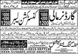 Building Labor & Mali Jobs 2026 in Saudi Arabia 2026 Job Commercial Pakistan