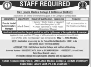Mixed Army Hospital CMH Jobs in Lahore Might 2026 Commercial